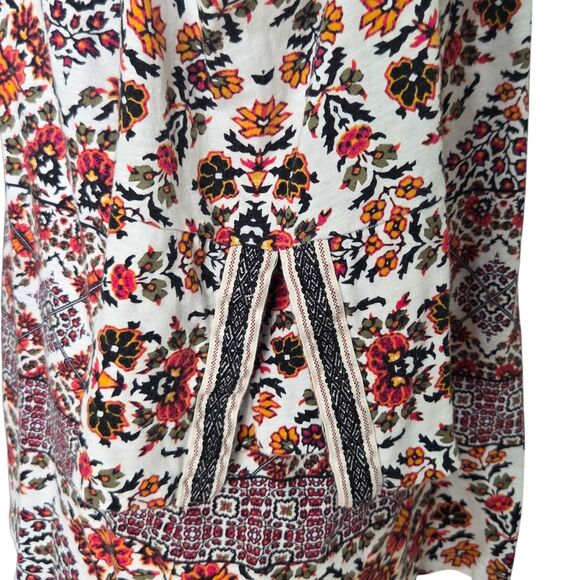 Style & Co Cold Shoulder Embroidered Trim Cotton Boho Chic Top Multicolor Size L - Picture 8 of 15